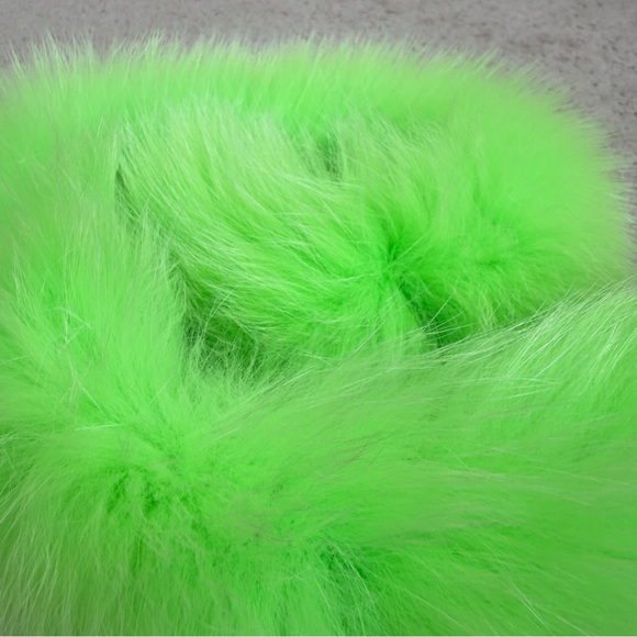 Pologeorgis Genuine Neon Dyed Fox Fur Velcro Scarf Headband Collar in Green - Picture 11 of 17